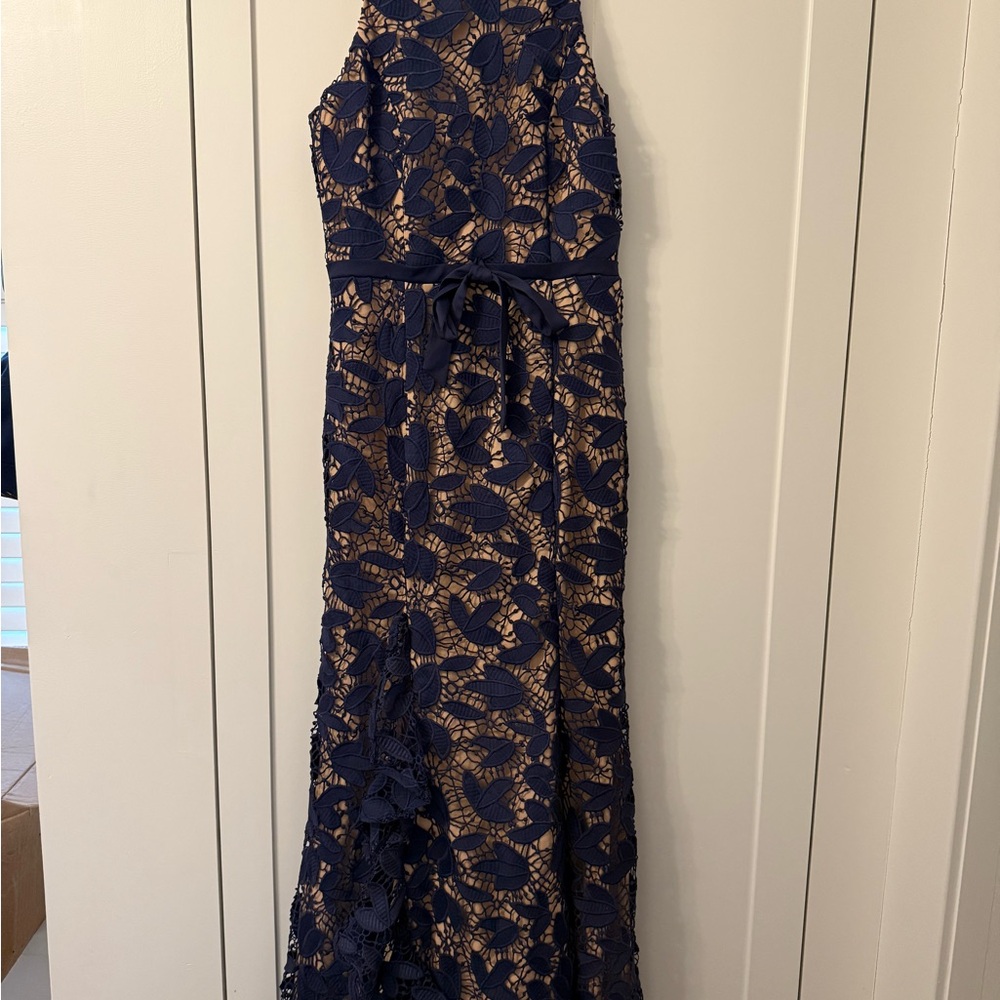 Blue Halter Sleeveless Maxi Gown